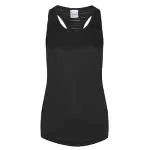 AWDis Just Cool Womens/Ladies Girlie Smooth Workout Sleeveless Vest (M) (Jet Black)