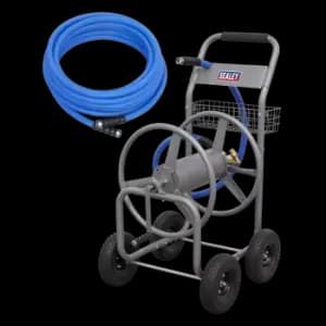 Sealey Heavy Duty Hose Reel Cart with 15m Heavy Duty 19mm Hot & Cold Rubber Wate