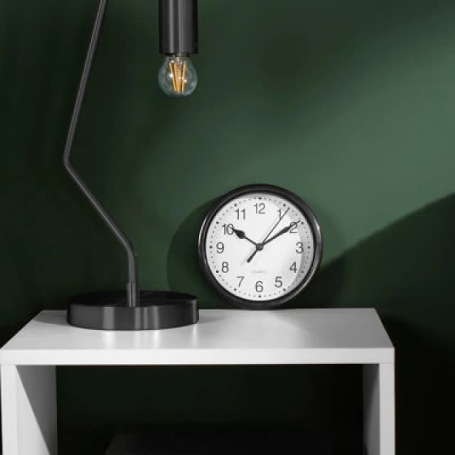 OHS OHS Basic Wall Clock Round Analogue Vintage Home Decor Bedroom Kitchen in Black One Size Unisex 5027434160242