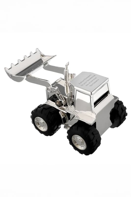 Personalised Memento Company Mens Personalised Digger Money Box in Silver Silver Male