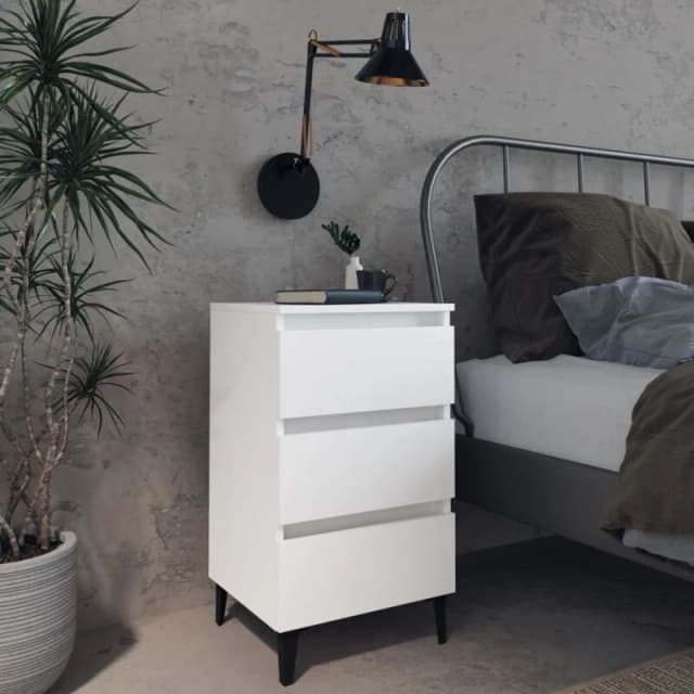 VIDAXL Bed Cabinet with Metal Legs White 40x35x69cm Vidaxl 8720286357149