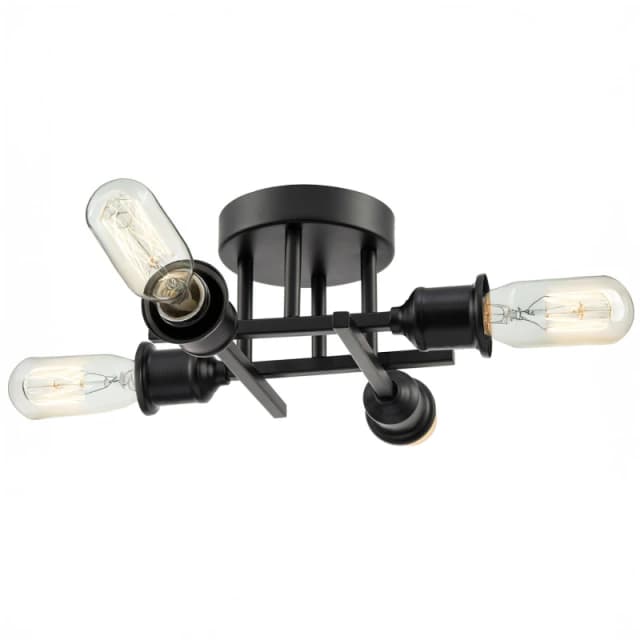 Happy Homewares Industrial Vintage Ceiling Light Fitting with Traditional Lamp Holders in Black Unisex