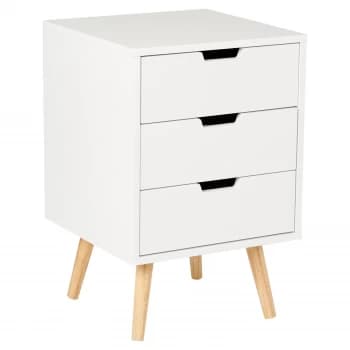 Hartleys 3 Drawer White Retro Bedside Table