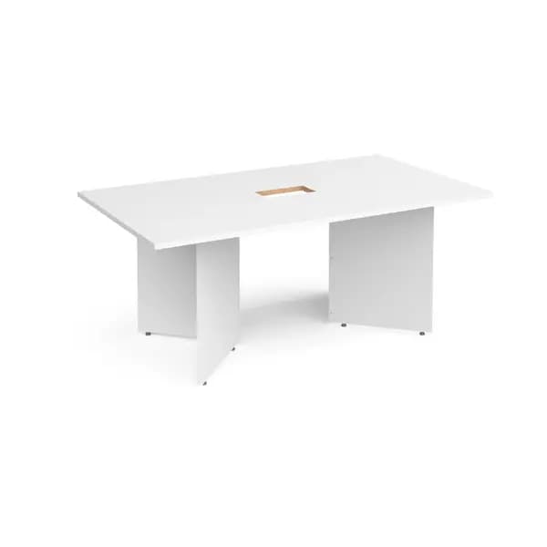 Rectangular Arrowhead Office Boardroom Table with Power Module Cut Out - 1800mm - white