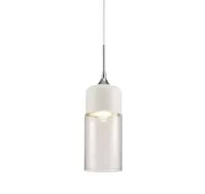 Mia Tube Ceiling Pendant 1 Light E27 White, Clear Glass