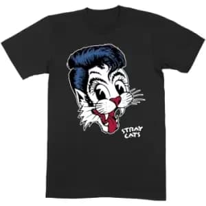 Stray Cats - Big Blue Cat Unisex Large T-Shirt - Black