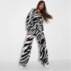 I Saw It First Zebra Print Wide Leg Trouser Co Ord - Black