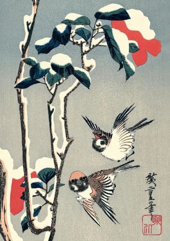Journal Sparrows and Camellia in Snow by Hiroshige, Lined PB. Paperback. By Tuttle Studio, Utagawa Hiroshige illustrated by Books