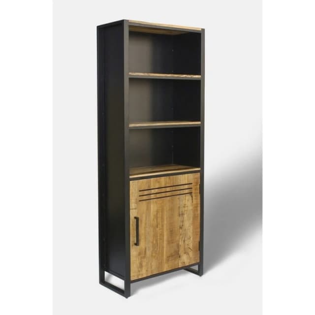 Jaipur Furniture Ltd Frais Range Bookcase - Mango Wood - L35 x W73 x H190cm - PP Sawn Finish in Black Unisex