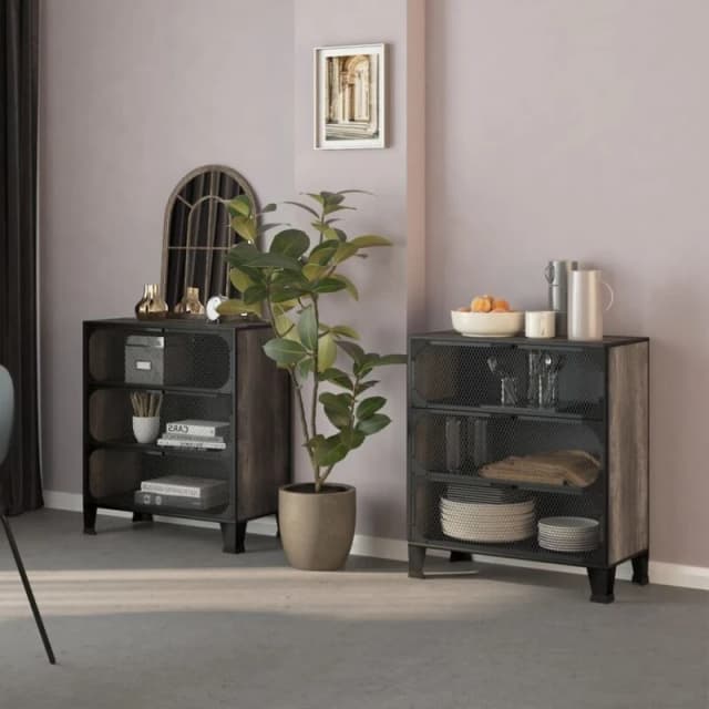 VIDAXL Storage Cabinets 2 pcs Grey 72x36x82cm Metal and mdf Vidaxl 8720286853016