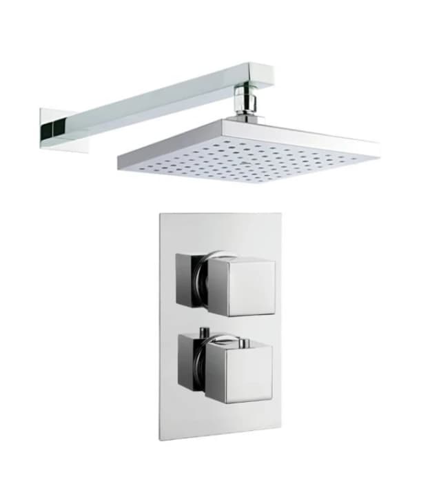 Balterley Concealed Thermostatic Shower Set - Square - Chrome in Silver Silver Unisex