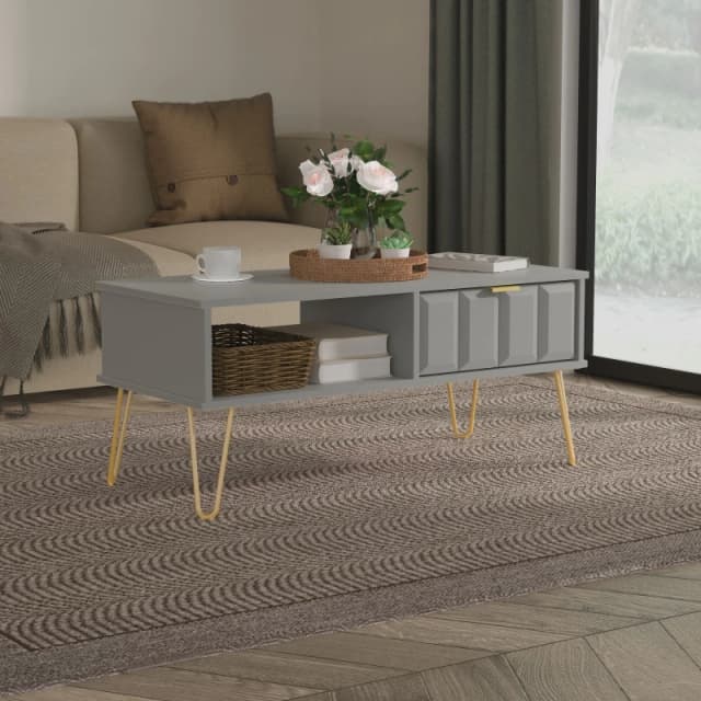 Ready Assembled 2 U Metro 1 Drawer Coffee Table (Ready Assembled) in Grey Grey Unisex