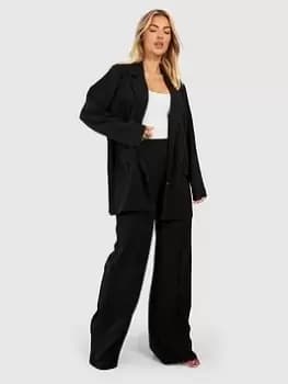 Boohoo Crepe Wide Leg Trousers - Black, Size 10, Women