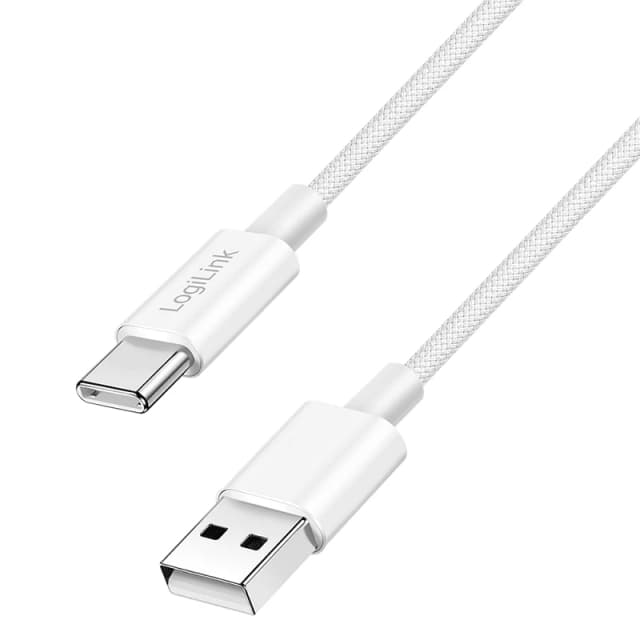 LogiLink USB 2.0 Type-C cable. C/M to A/M. nylon jacket. 60W. white. 1