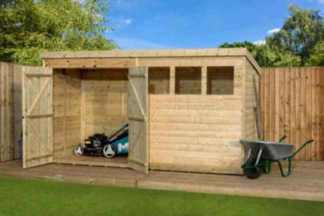 Empire Sheds Empire 4000 Pent 12X3 Double Door Left Windows