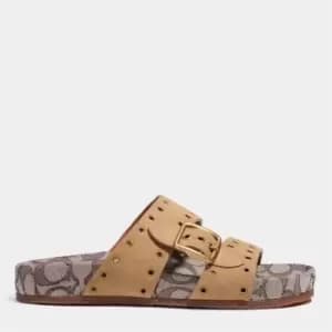 Coach Womens Ally Suede Double Strap Sandals - Peanut/Oak - UK 4