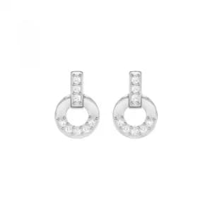 Ladies Swarovski Silver Plated Circle Earrings