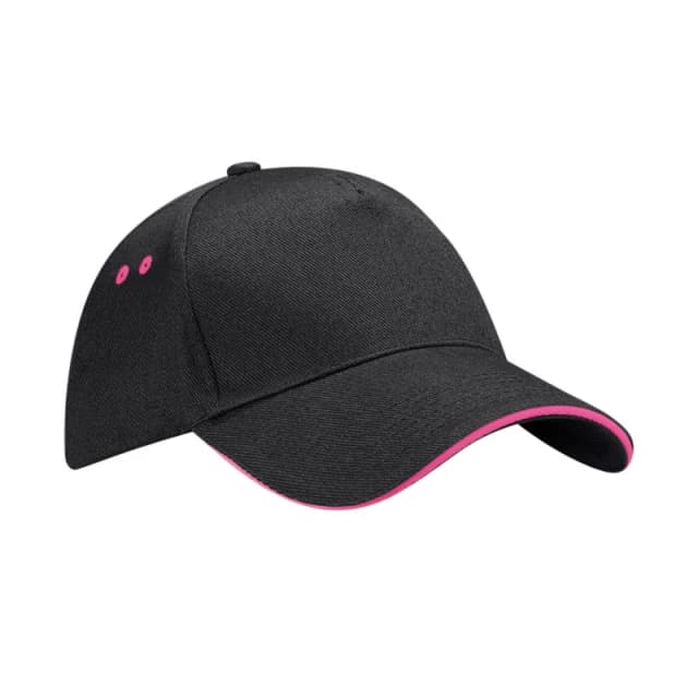 Beechfield Womens 5 Panel Sandwich Peak Baseball Cap in Black Female One Size