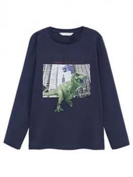 Mango Boys Dino Long Sleeve Tshirt - Navy