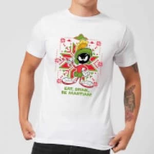 Looney Tunes Eat Drink Be Martian Mens Christmas T-Shirt - White - 3XL