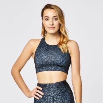 USA Pro Poly Cross Back Sports Bra - Charcoal Print