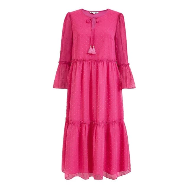 Yumi Yumi Fuchsia Pink Boho Dobi Smocked Dress Pink 6