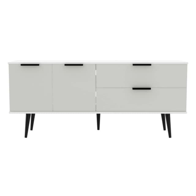 Fuji 2 Drawer 2 Door Wide Sideboard In Grey Matt & White (Ready Assembled)
