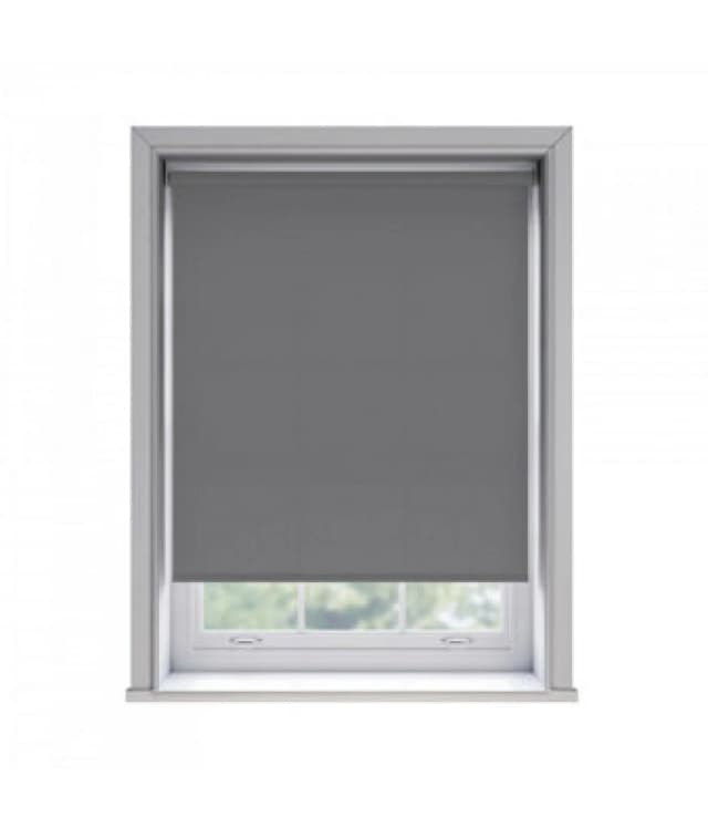 45Cm No Drill Self Adhesive Slate Grey Thermal Blackout Roller Blind (170Cm Drop)