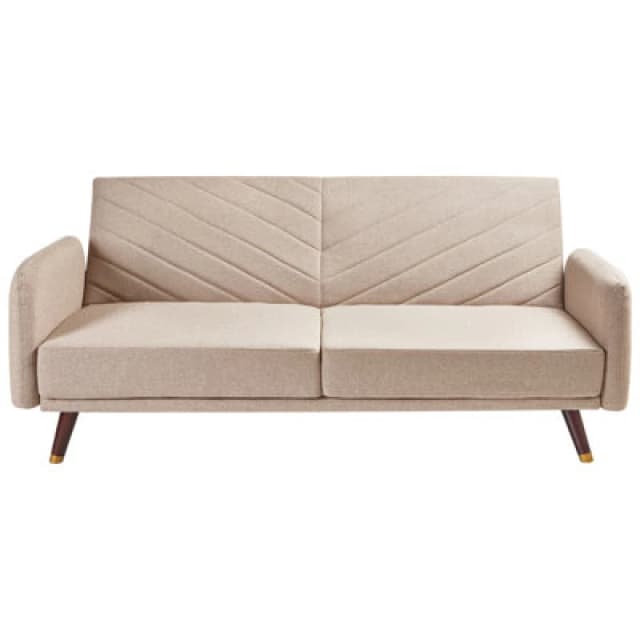Beliani Sofa Bed 3 Seater Senja Faux Linen Light Brown