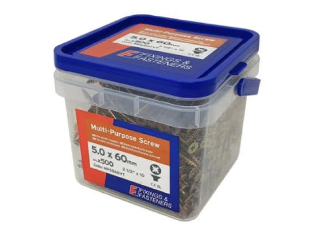 Forgefix Mps560Yt Multi Purpose Pozi Compatible Screw Csk St Zyp 5.0 X 60mm X500