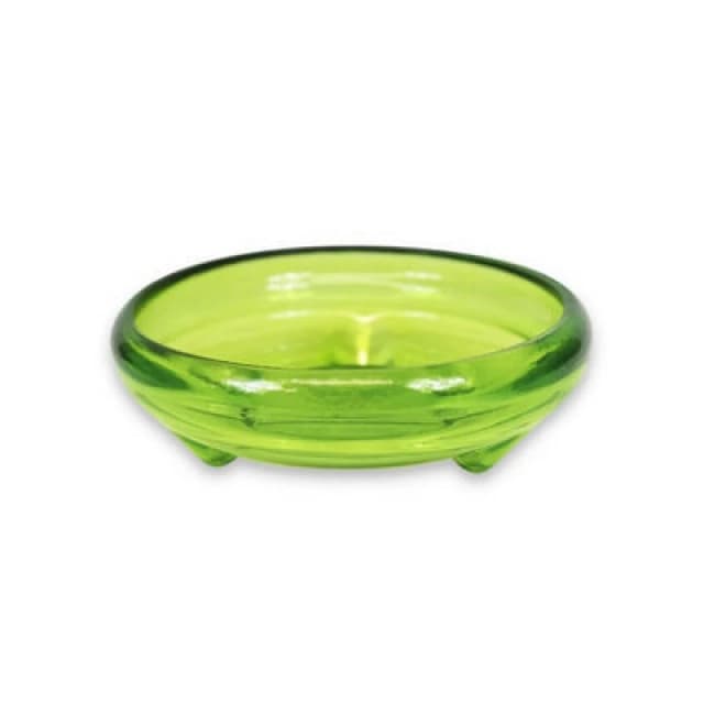 Verano Spanish Ceramics Recycled Glass Kitchen Dining Room Home Decor Ola Footed Glass Bowl - Lime Green 24.5Cm (W)