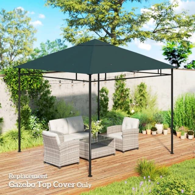 OUTSUNNY 3 x 3m Gazebo Canopy Replacement Cover, Gazebo Roof Replacement in Bottle Green Size: 3m Bottle Green Unisex 3m