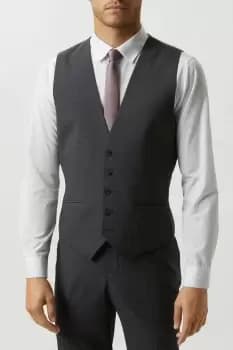 Mens Skinny Grey Grid Check Waistcoat