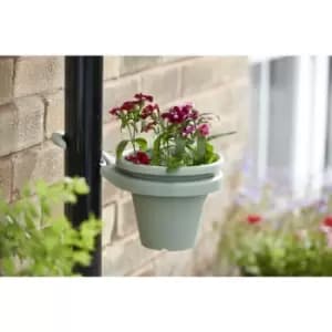 20cm Sage Round Plant Pot & Drainpipe Holder Pack Of 2 - Sage - Clever Pots
