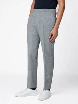 Ben Sherman Broken Check Trouser - Light Grey, Light Grey, Size 30, Men