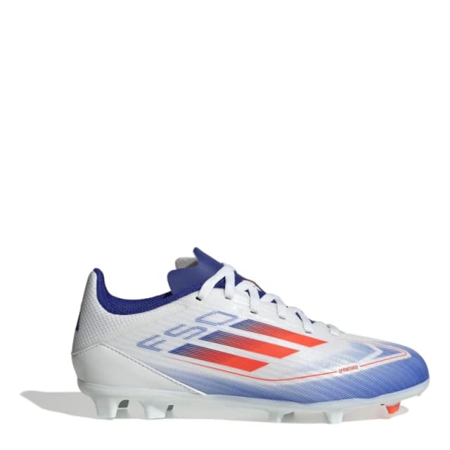 adidas F50 Academy Junior Firm Ground Football Boots - White White 4