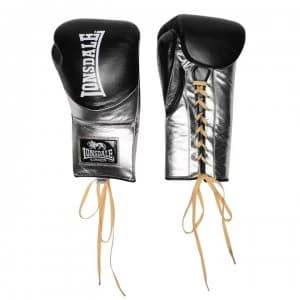 Lonsdale L60 Lace Leather Fight Gloves - Black/Gold