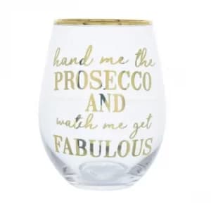 Glass Tumbler Hand Me The Prosecco Gold Electroplated 12cm