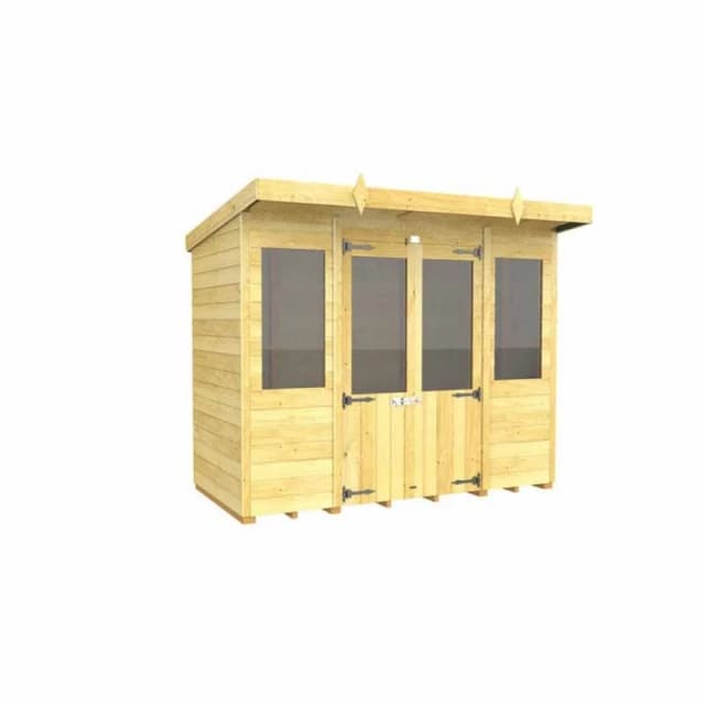 Buttercup Farm 8ft x 4ft Pent Summer House - Wood - L118 x W243 x H201cm in Brown Brown Unisex