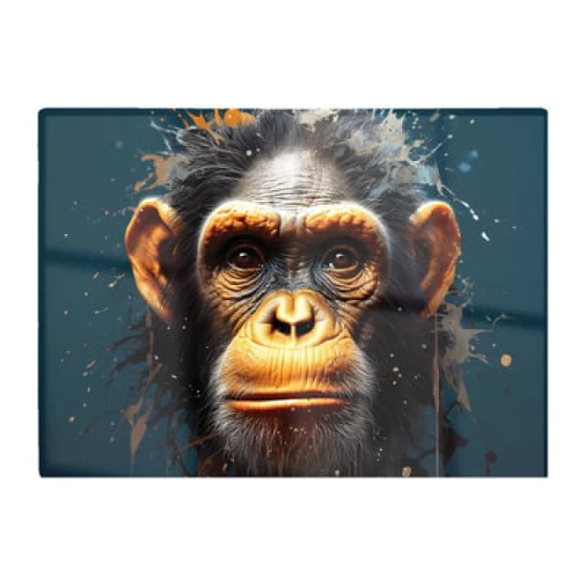 Warren Reed Designer Splashart Realistic Monkey Face Glass Chopping Board