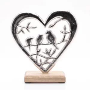 Metal Heart & Love Birds Ornament 20 cm