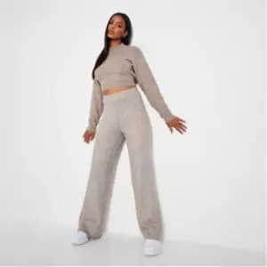 I Saw It First Recycled Blend Wide Leg Cosy Knit Trousers Co-Ord - Brown