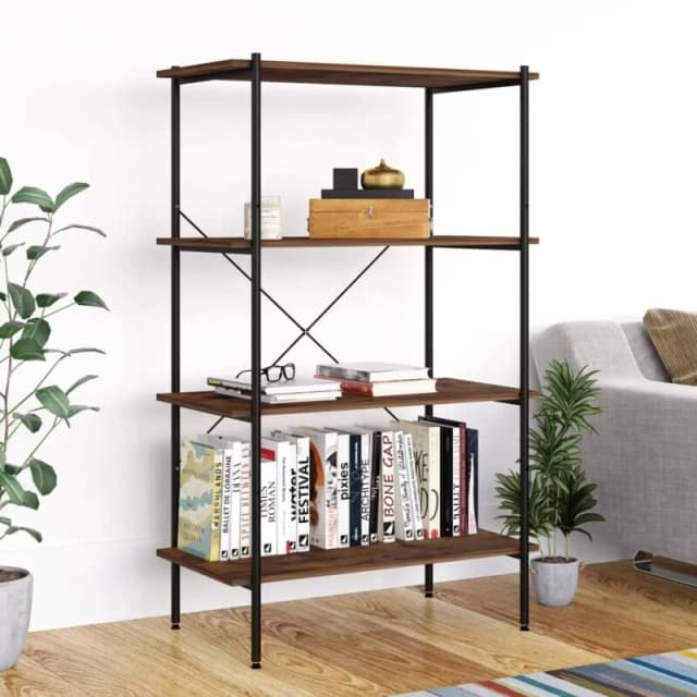 VIDAXL 4-Tier Shelving Unit Black and Dark Wood 80x40x130cm vidaXL 8720286562994