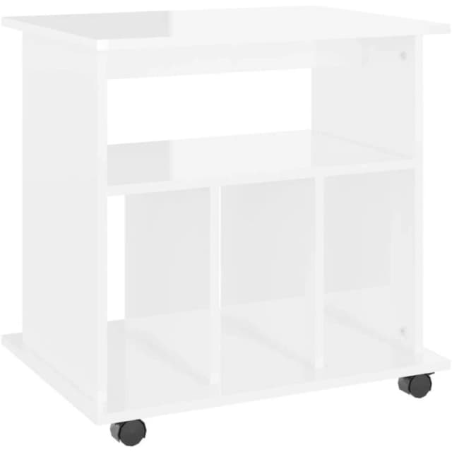 VIDAXL Rolling Cabinet High Gloss White 60x45x60cm Engineered Wood Vidaxl 8720286610206
