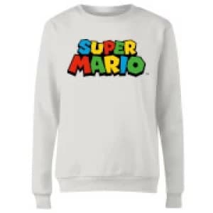 Nintendo Super Mario Colour Logo Womens Sweatshirt - White - L
