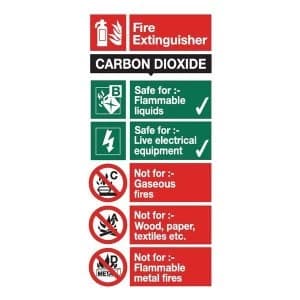 Stewart Superior FF093SAV Self Adhesive Vinyl Sign 100x200mm Carbon Dioxide Fire Extinguisher