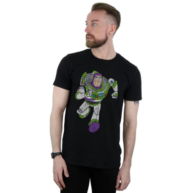 Disney Men Toy Story 4 Classic Buzz Lightyear T-Shirt in Black Size: Small Black S Male 5059308513267