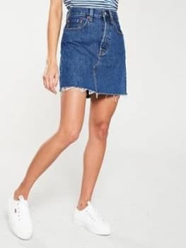 Levis High Rise Deconstructed Iconic Skirt - Denim, Meet In The Middle, Size 26, Women