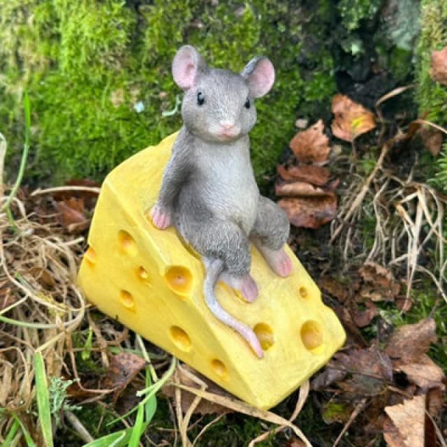 Animal Crackers Cute Mouse On Cheese Wedge Fairy Woodland Or Garden Ornament