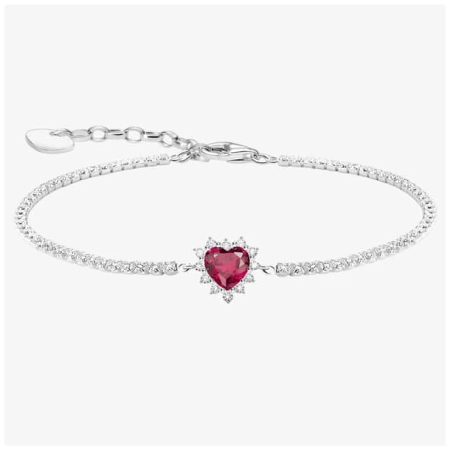 THOMAS SABO Silver Ruby & CZ Romantic Heart Bracelet